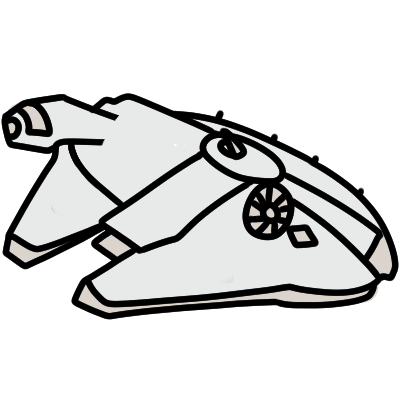 A simple drawing of the Millenium Falcon from Star Wars.